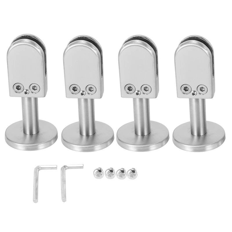 

4 PCS Glass Clamps 304 Glass Bracket Adjustable Glass Clip 8Mm Glass Shelf Clamp Holder Glass Panels With 40Mm Rod