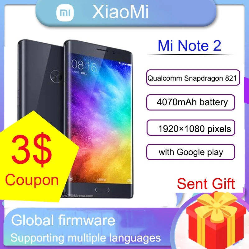 Xiaomi Mi Note 2 Smartphone NFC Snapdragon 821 Quick Charge 3.0 Android AMOLED Hot Sale High end version
