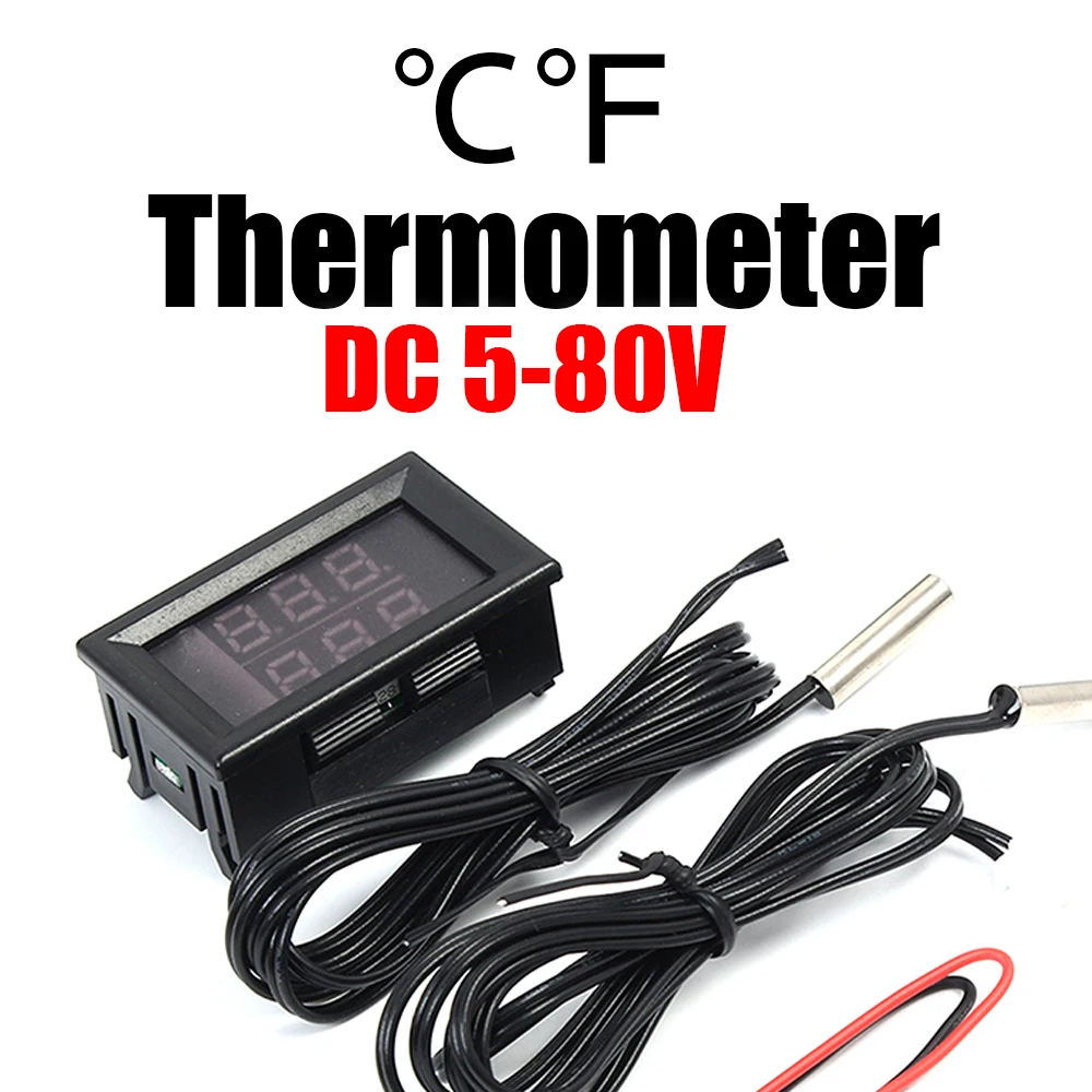 

Двойной цифровой термометр-от-50 °C до + 125 °C, измеритель температуры с цифровым дисплеем + Датчик NTC, постоянный ток 12 В, 24 В, 36 В, 48 В, 60 в, 72 в, для автомобилей