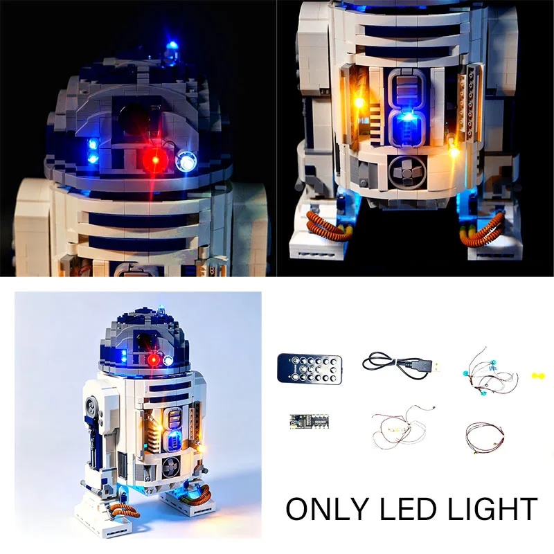 Фото Комплект светодиодных ламп для LEGO Star R2D2 Robot 75308, декоративная лампа, игрушки для самостоятельной сборки, подарок (не включает строительные блоки, кирпичи, наборы, модели) №2
