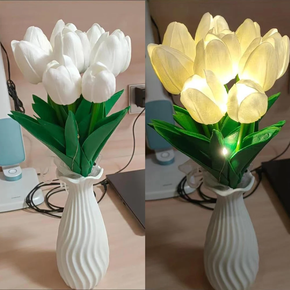 

Tulip Night Lights Artificial Banquet Flowers Atmosphere Table Lamp Wedding Valentines for Girlfriend Perfect Gift