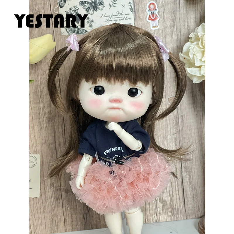 

YESTARY BJD Doll Accessories Big Head DianDian Qbaby 1/6 Blythe Doll Faux Mohair Wigs BJD Toys Long Hair Slanted Bang Wigs Girls