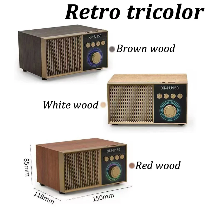 Портативный ретро радио fm-приемник деревянный Bluetooth динамик сабвуфер USB/TF/AUX MP3