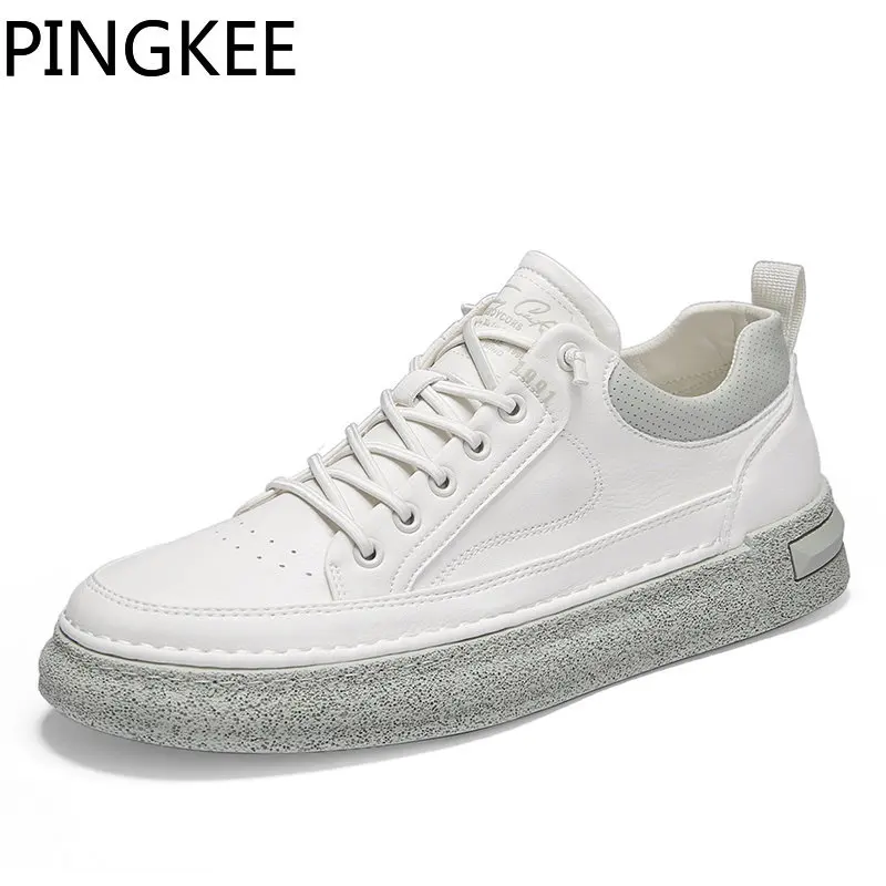 PINGKEE мягкая стелька, мужская повседневная обувь, стильная кожаная обувь для отдыха, прогулочная обувь, Прочные Легкие кроссовки для мужчин