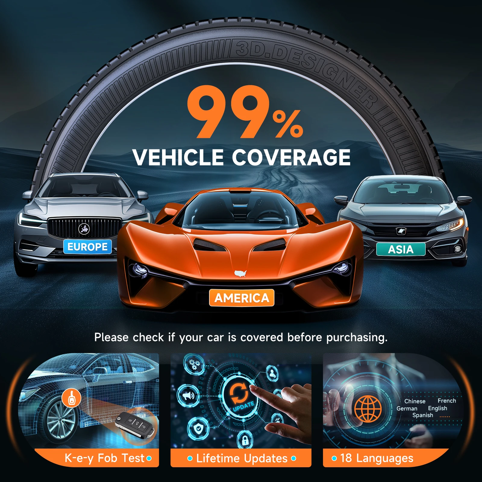 Foxwell T2000 PRO автоматический датчик давления в шинах TPMS активация программирование