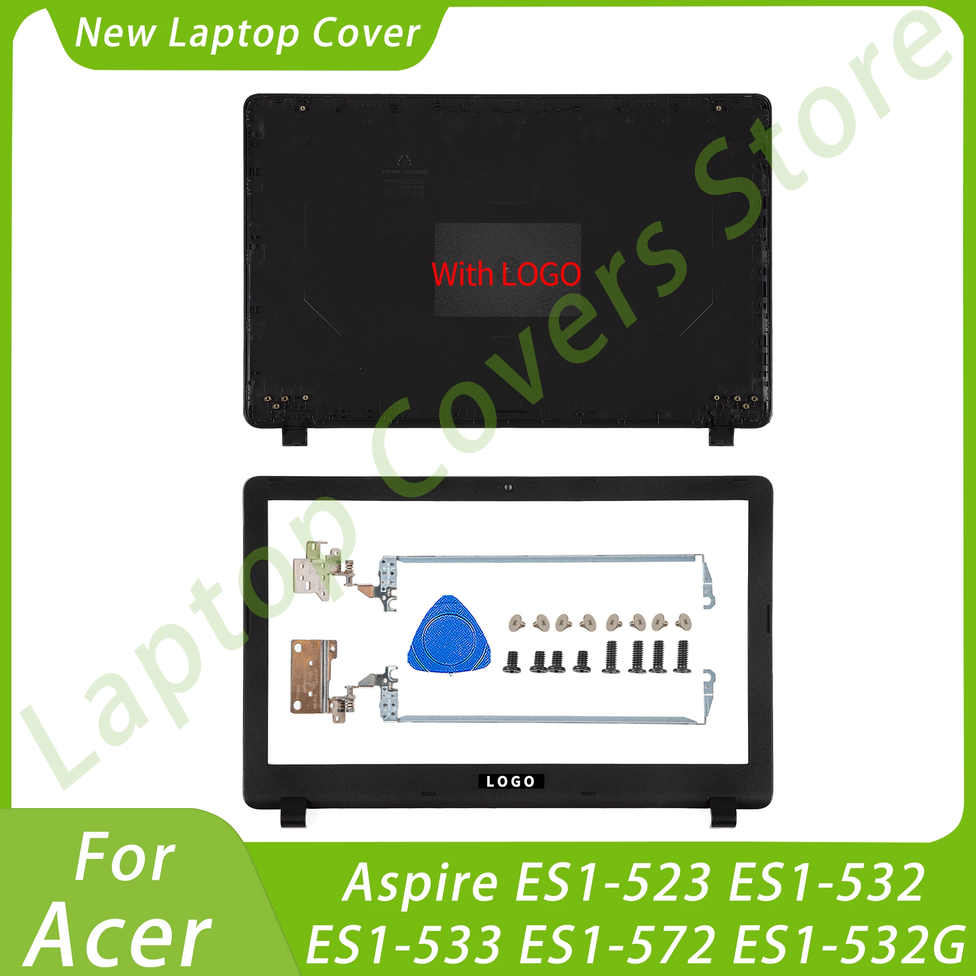 

NEW Laptop Covers For Acer Aspire ES1-523 ES1-572 ES1-533 ES1-532 LCD Back Cover Front Bezel Hinges Laptop Parts Replace Black