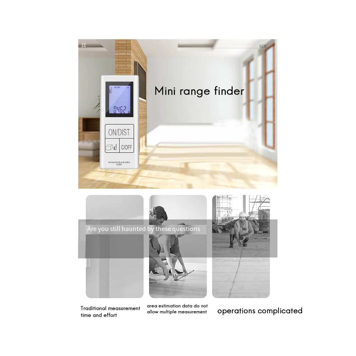 Мини-дальномер лазерный аккумуляторный 25 м