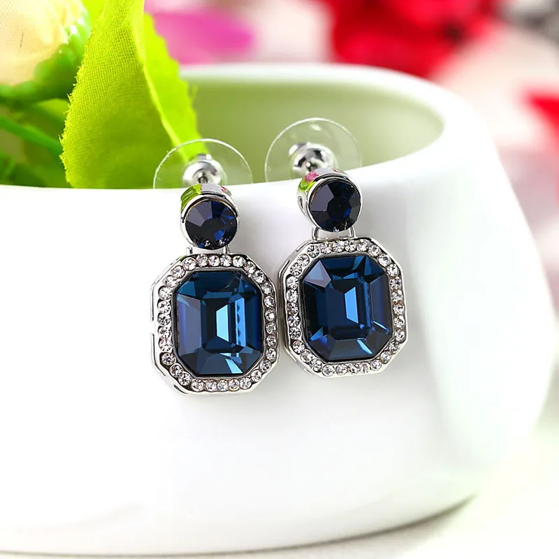 

Classic Women, Elegant Jewelry Square Sapphire, Earrings for Women, White Zircon Drop Earrings Charm Jewelry