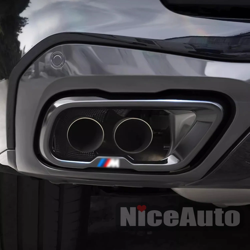 

2 шт. крышка выхлопной трубы автомобиля, выходная рамка выхлопной трубы из нержавеющей стали для BMW X5 G05 X6 G06 2019-2025 автомобильные аксессуары