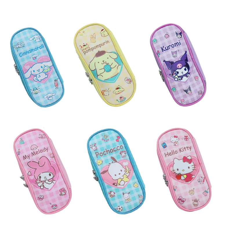 

Kawaii Sanrios Kuromi Cinnamoroll My Melody аниме милый мультяшный Карандаш Чехол клетчатая сумка для хранения Женская коробка подарок на день рождения