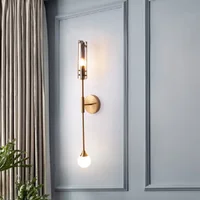 Modern LED Wall Lights Nordic Minimalist Style Staircase Walkway Living Room Bedroom Bedside Floor Gold Metal Glass Decoration
