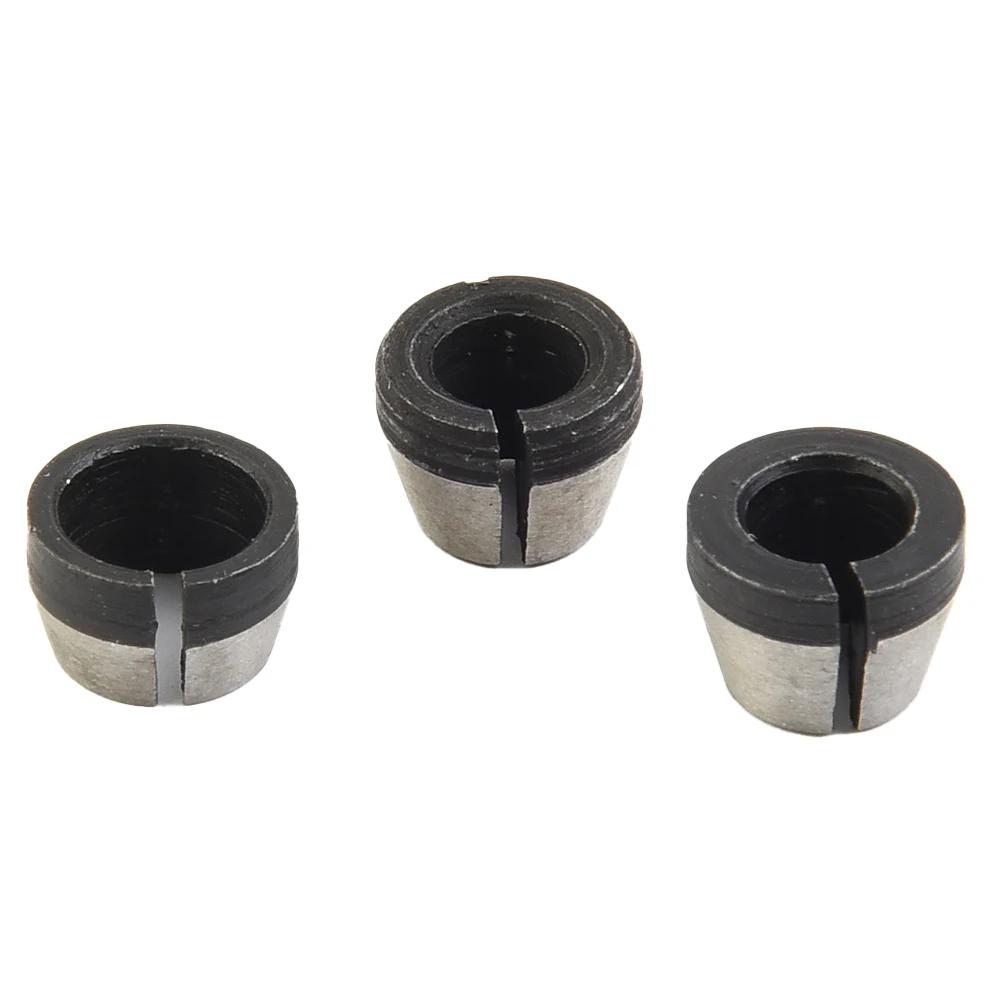 

3pcs Carbon Steel Collets 6mm 6.35mm 8mm Collets Chuck Engraving Trimming Machine Electric Router Milling Cutter Accessories