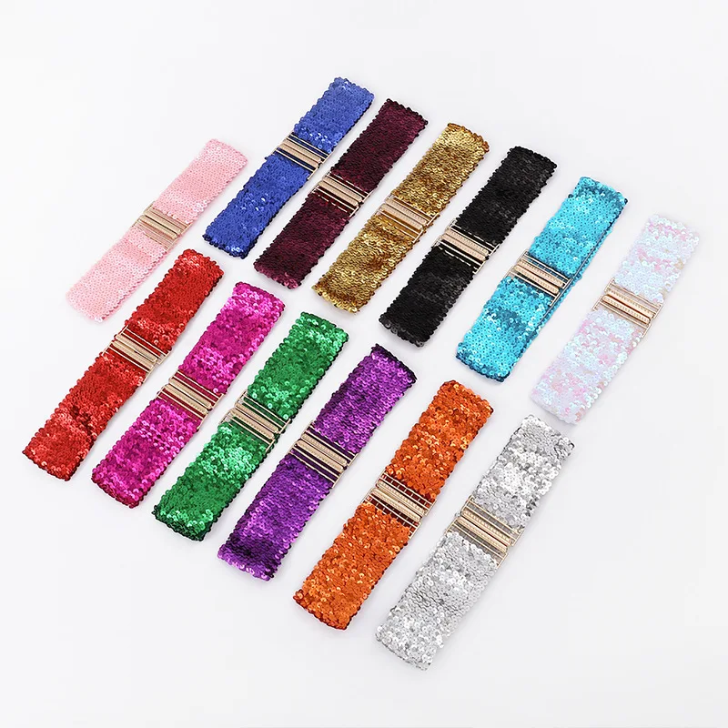 

Женский пояс с блестками горячая Распродажа, эластичный пояс с пряжкой из Золотого Сплава