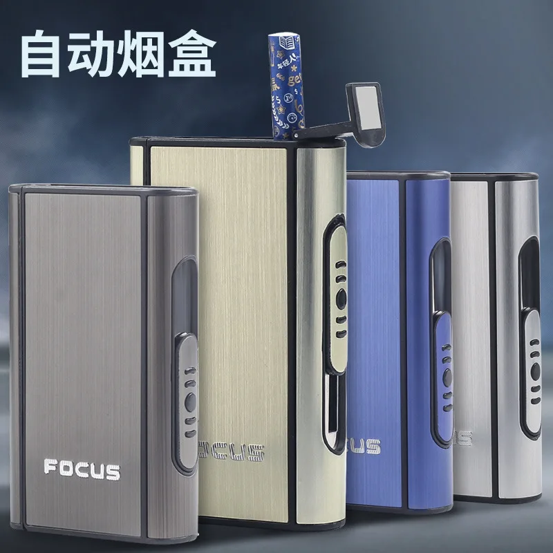 

JOK JUK 10pcs Capacity Automatic Cigarette Case High-capacity Metal Men's Cigarette Storage Box Waterproof Smoking Accessories