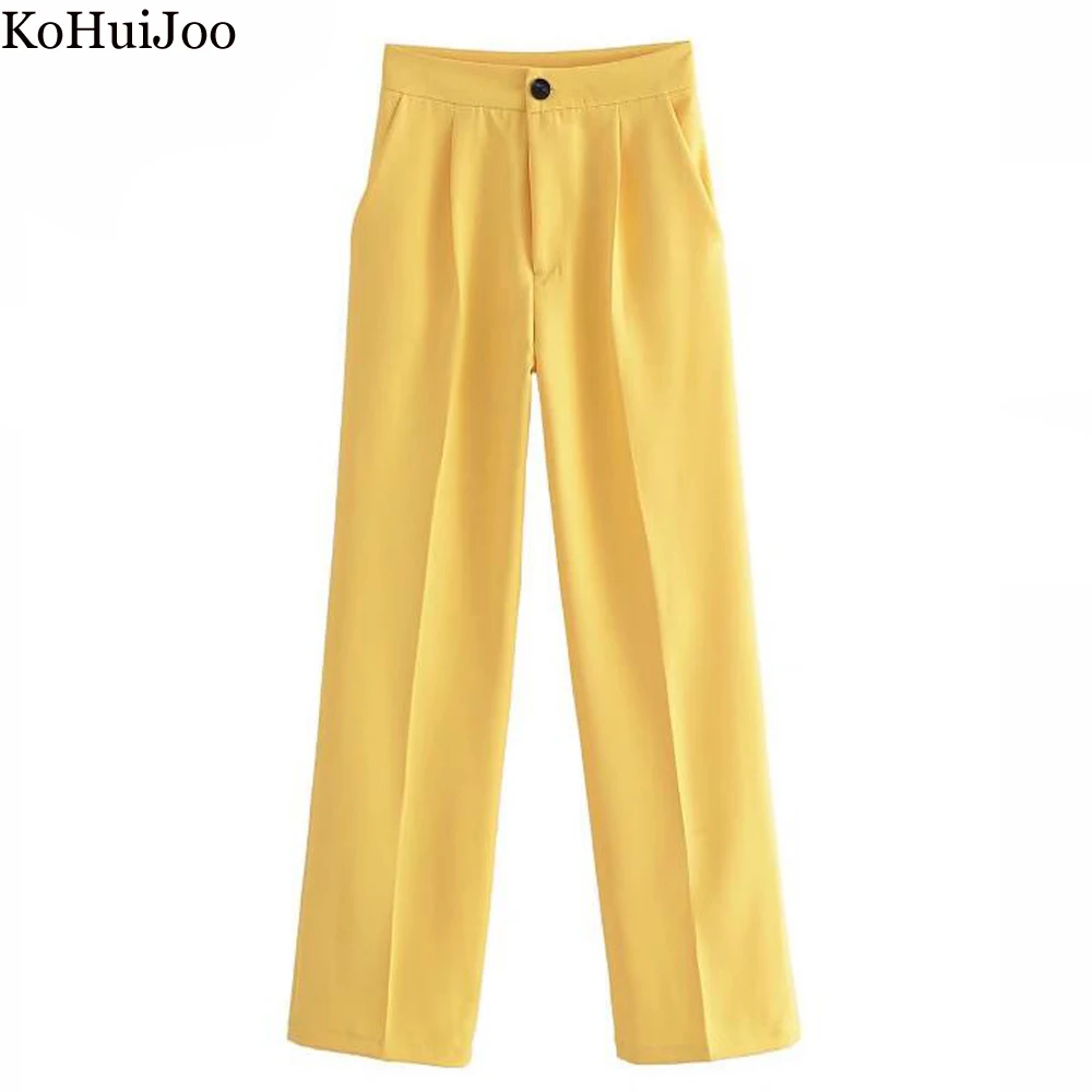 

KoHuiJoo Suit Pants for Ladies High Waisted 2022 Spring Summer Women Formal Loose Candy Color Office Pants Casual Trousers