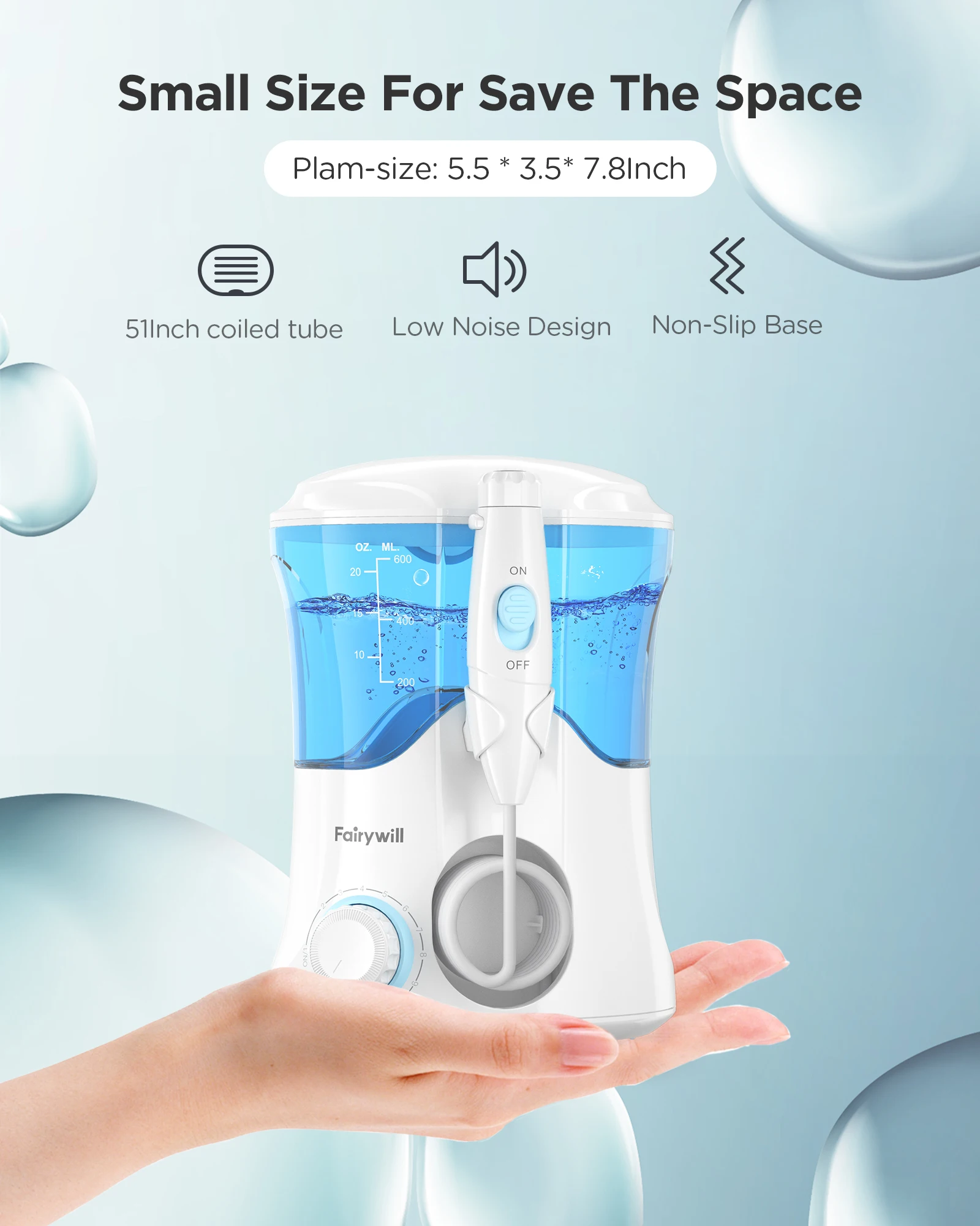 Ирригатор полости рта Fairywill для всей семьи Электрический Стоматологический 600 мл