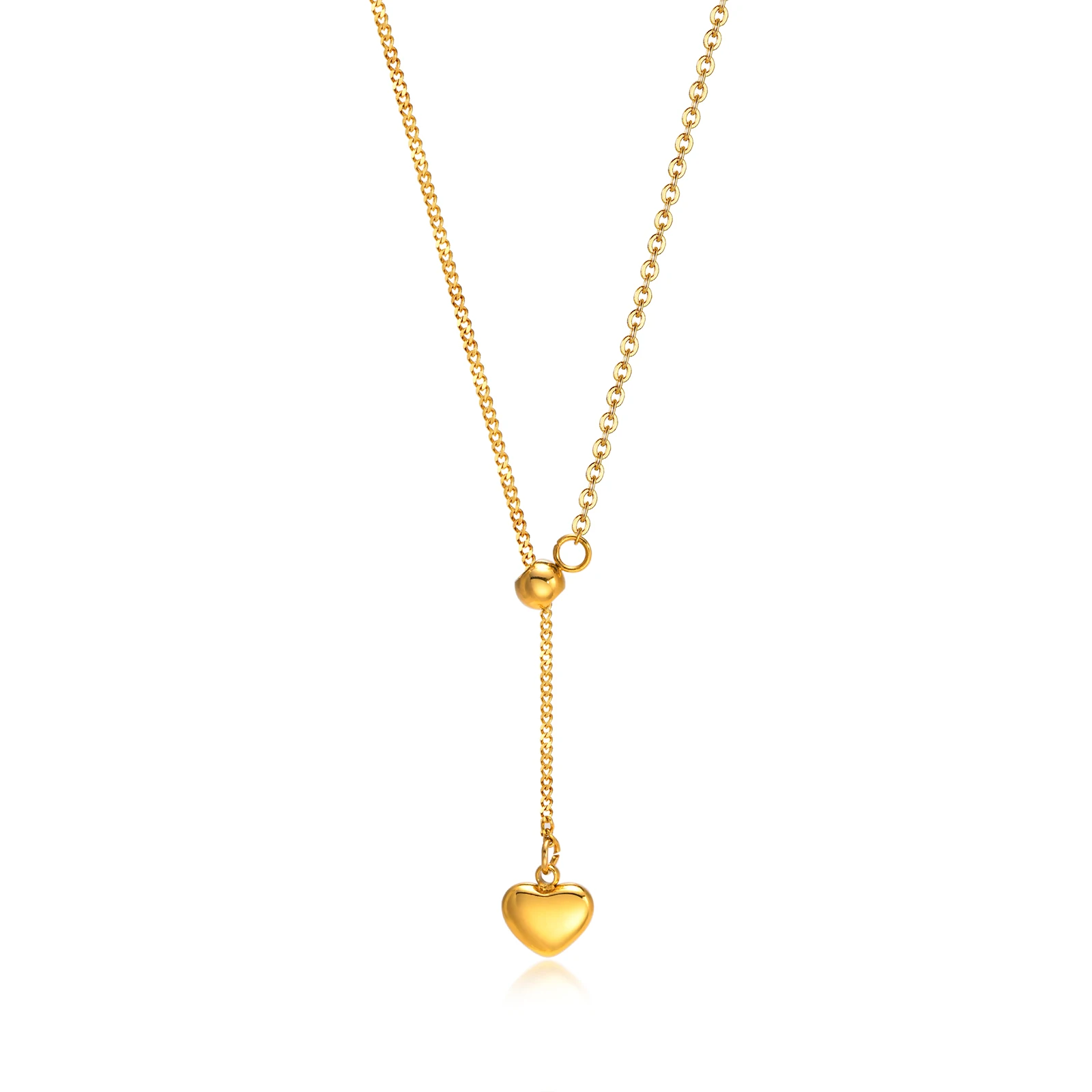 

Позолоченное ожерелье в форме сердца, простое ожерелье Y Drop для женщин и девочек, ювелирные изделия из нержавеющей стали