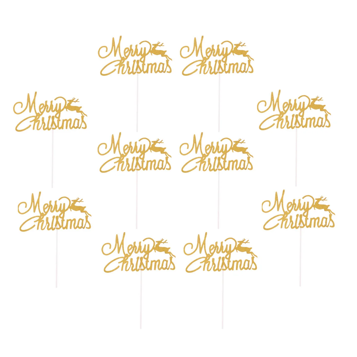 

Party Cupcake Topper, Merry Christmas Paper Cupcake for Christmas ( Golden )