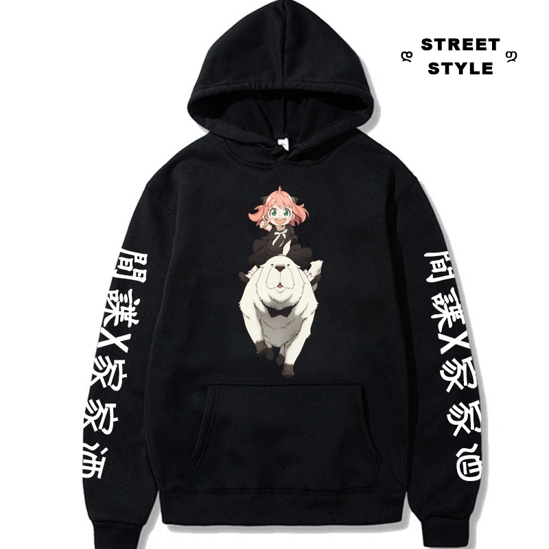 

Harajuku Anime Spy X Family Hoodies Cute Anya & Bond Print Hooded Sweatshirts Men Women Autumn Winter Pullover Causal Streetwear