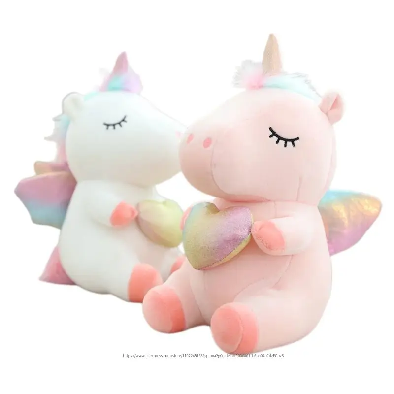 Fantastic 25cm Unicorn Plush Toy Rainbow with Wings Stuffed Unicornio Appease Doll Toys for Girl Children Birthday Gift Pillow