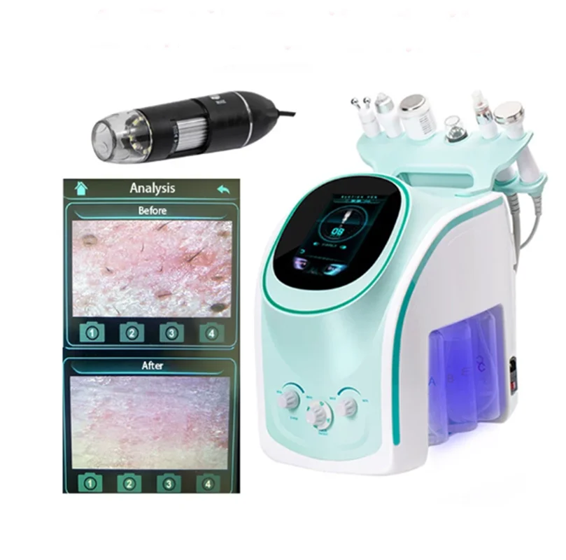 

New H2-O2 Hydra+Oxygen Spray Aqua Peel Hydro Facial Ultrasonic Skin Scrubber RF Bio Skin Cleaning With Skin Analyzer Function Ma