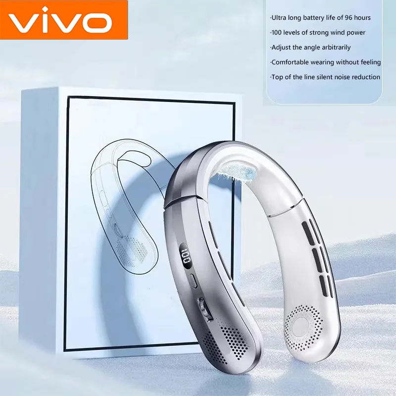 

Vivo 8000 мАч USB подвесной вентилятор на шею портативный безлопастной мини перезаряжаемый светодиодный цифровой дисплей