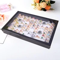 100slots ring display box transparent lid large capacity cardboard cufflink storage case holder jewelry tray ring showcase