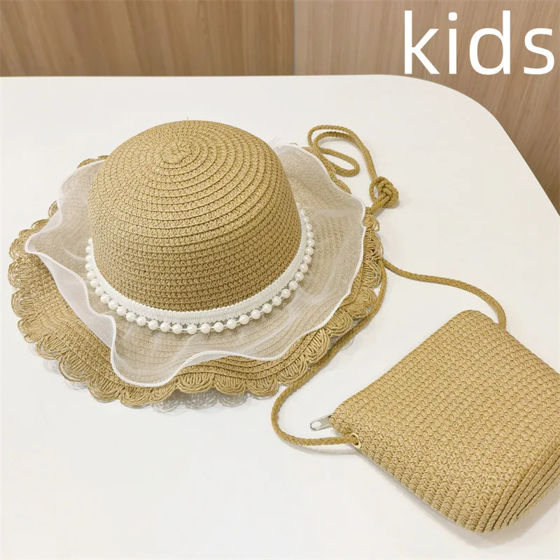 Hat Bucket Hat Kids Beach Sun Hats Sun Protection Straw Baby Girl Summer Hat Pearl Lace Child 50cm Small Kids Hat Girls Sun Hat Aliekspress