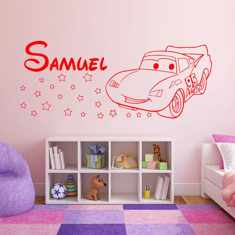 

Personalized Name Cartoon Car Wall Sticker Vinyl Home Decor Baby Boys Girls Room Nursery Stars Decals DIY Wallpaper Murals G158