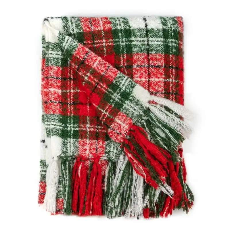 

x 60 Christmas Gift Plush Blanket Throw with Fringe,