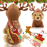 christmas pet clothes elk transformed into a dog cat autumn and winter new clothes small and medium pet hoodie french bulldog