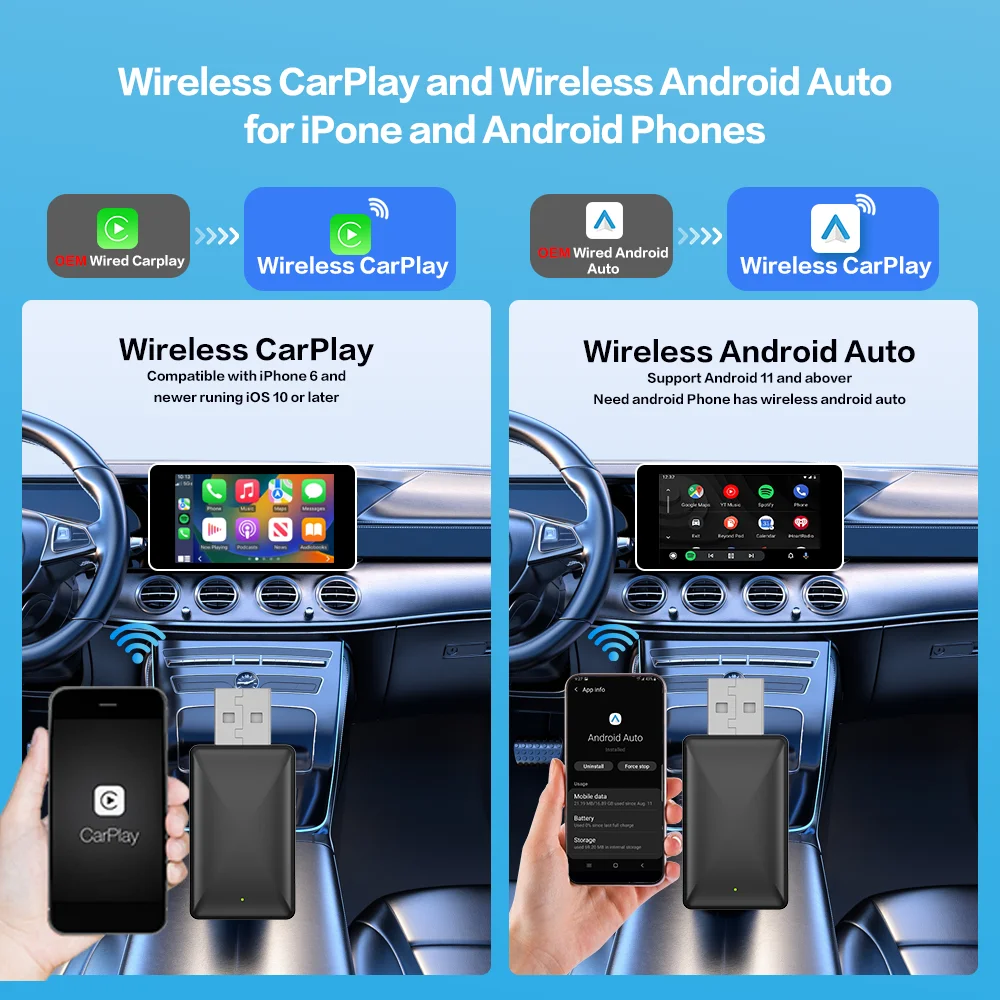 Автомобильный беспроводной адаптер Carplay 2 в 1 на Android умный ключ Play и Plug для MG GT MG5 GS