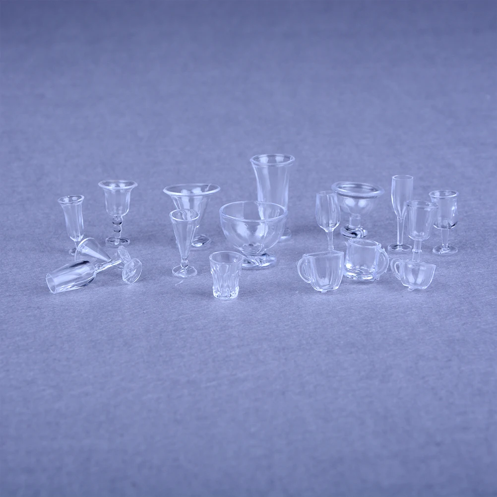 

17Pcs/set Mini Dollhouse Miniature Drink Ice Cream Cups Set Model Pretend Play Mini Food Doll Accessories Fit Toy