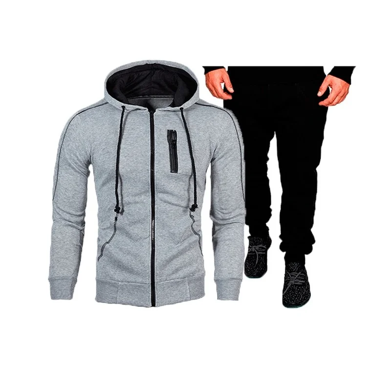 2021 Autumn Winter New Men Casual Cardigan Hooded Sweater Sweatpants Jacket Pants Suit Tracksuit Men