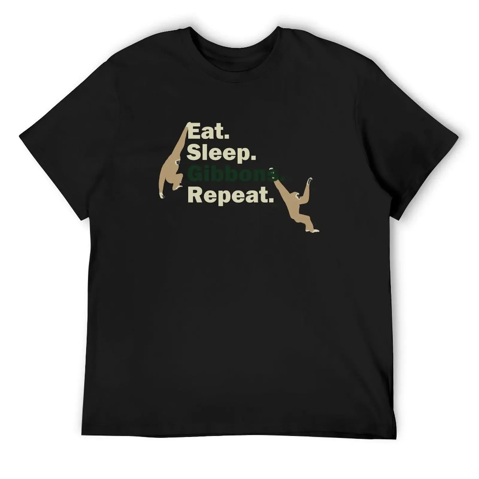 Футболка Eat Sleep Gibbons Repeat- v2 мужская одежда рубашки с животным принтом для мальчиков