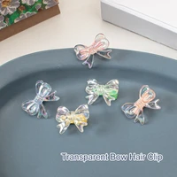 1pc clear cute small hair clips for girls hair accessories mini transparent bow hairpins side clip for kids childrens barrettes