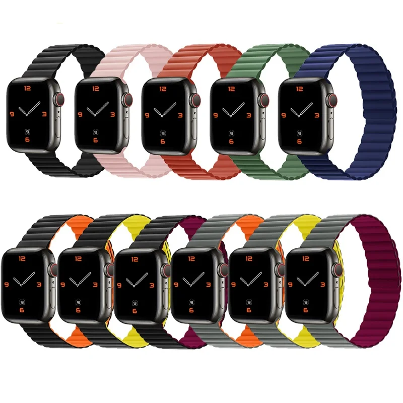

Silicone magnetic watch band smart watch strap iwatch 18mm 22mm 44mm sublimation display for apple watch7