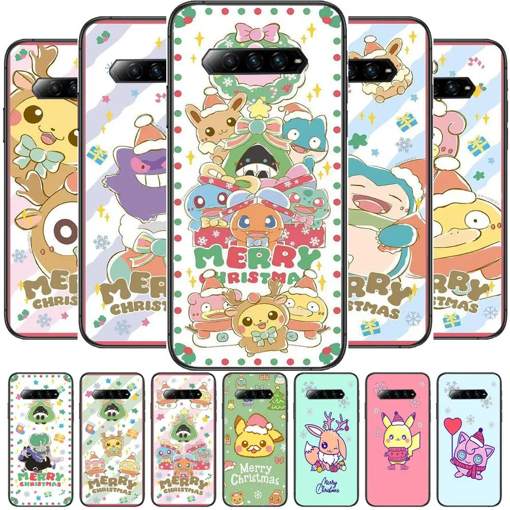 

Merry Christmas Pokemon Phone Case For xiaomi redmi Black Shark 4 Pro 2 3 3s Cases Helo Black Cover Silicone Back Prett mini cov