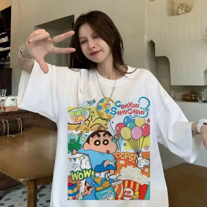 Kawaii мультфильм футболка Crayon Shin-Chan аниме милый Летняя мода мягкая удобная