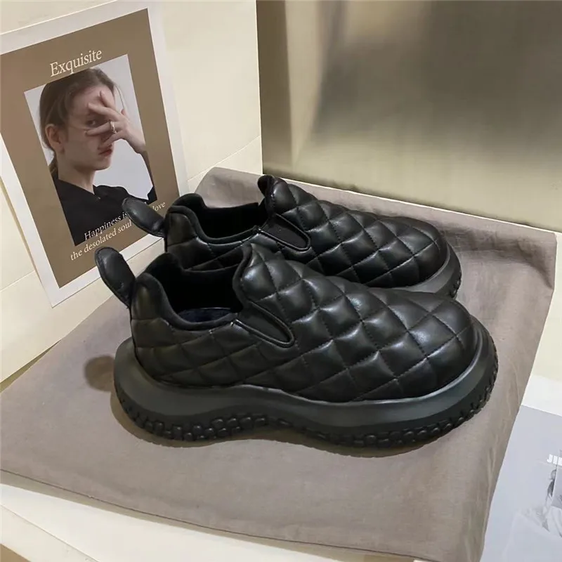 

Lazy Shoes Thick Bottom Leather Loafers Keep Warm Snow Boots Winter Kick Women Casual Shoes New Products In 2022 Cotton Shoes