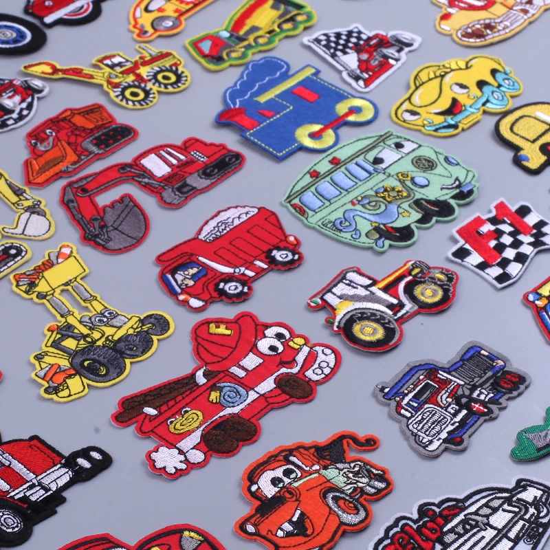 

Anime Cartoon Car Embroidered Patches for Clothing Thermoadhesive Patches Velcro Patch Ironing Applications Appliques for Crafts