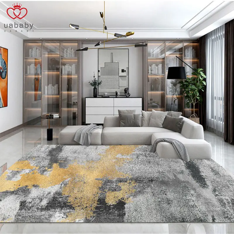 Light Luxury Geometric Carpet For Living Room Crystal Velvet Bedroom Bedside Carpet Floor Decor Non-slip Absorbent Bathroom Rug