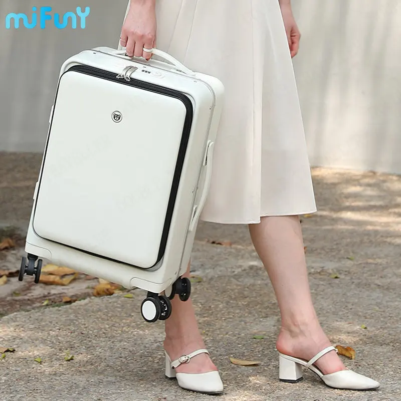 Mifuny Front Opening Suitcase Carry-On with Wheels Rolling Password Travel Suitcase Bag Fashion USB Interface Trolley Luggage