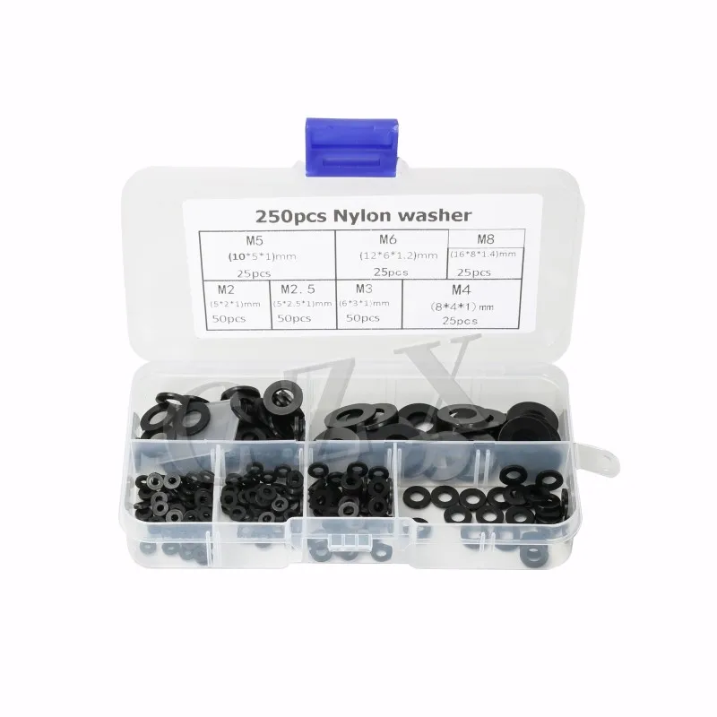250 шт. нейлоновые шайбы M2 M2.5 M3 M4 M5 M6 M8