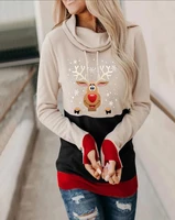 women personality casual hoodies christmas kawaii 3d print hooded pullover party long sleeve sweatshirt girl deer pattern jumper