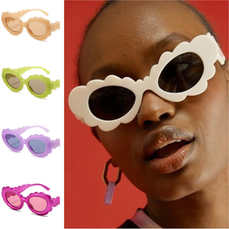 

NEW Sunglasses Women Personality Oval Sun Glasses Sunflower Anti-UV Spectacles Simplity Eyeglasses Candy Color Ornamental