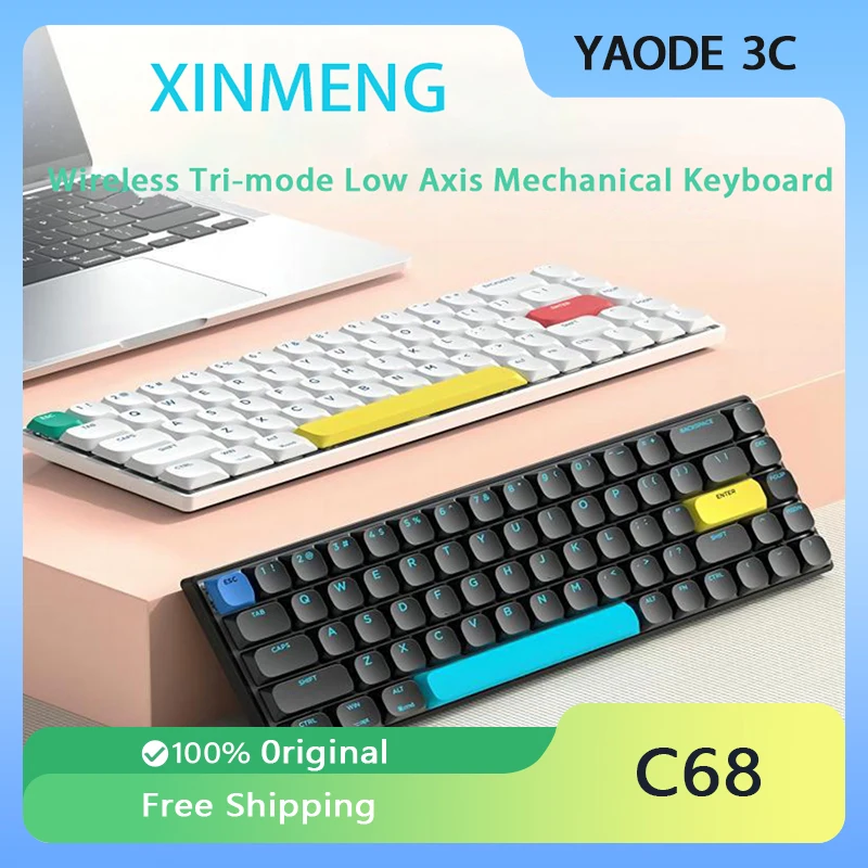 Механическая клавиатура XINMENG C68 3 режима низкопрофильная Беспроводная Bluetooth с