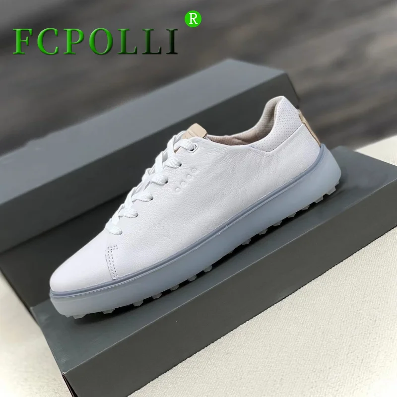 Professional Golf Shoes for Women Anti-Slippery Sport Shoes Ladies Genuine Leather Golf Training Woman White Beige Sneakers