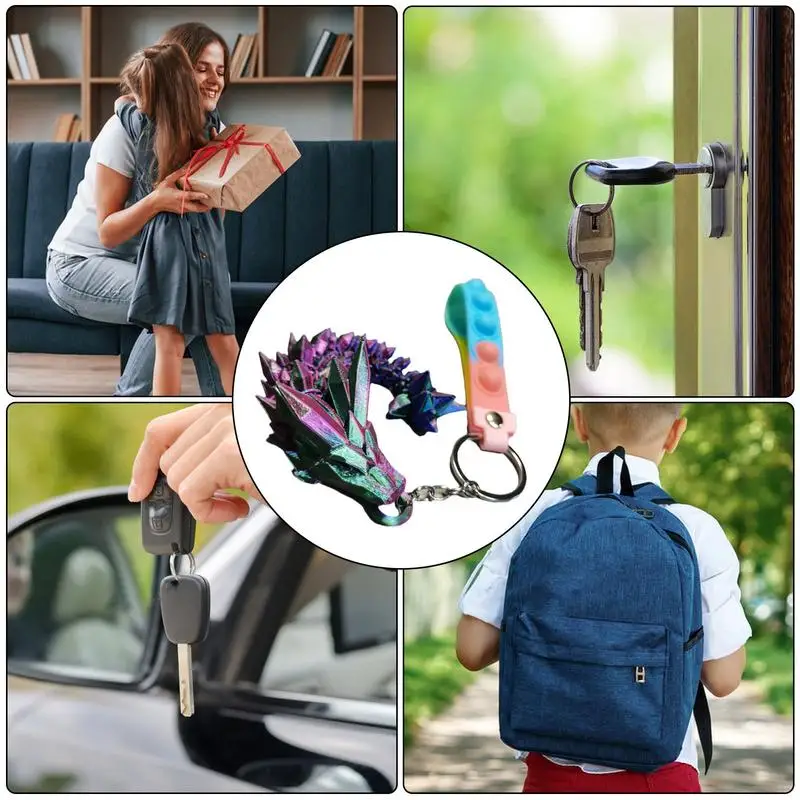 Брелок для ключей с 3d-рисунком дракона китайский брелок радужные перламутровые