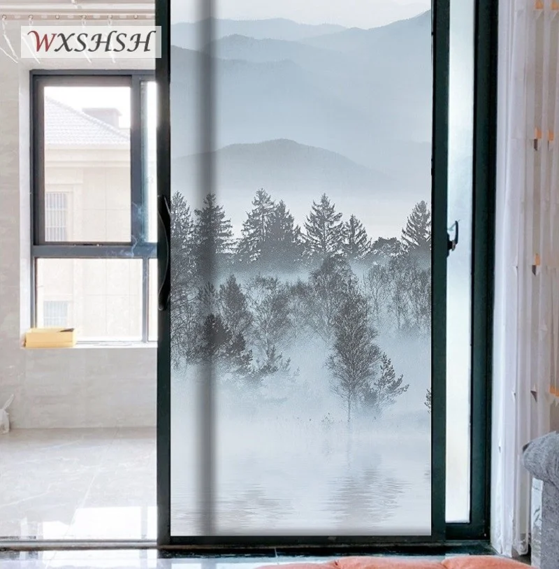 3D статическая безклеевая матовая стеклянная пленка для украшения гостиной